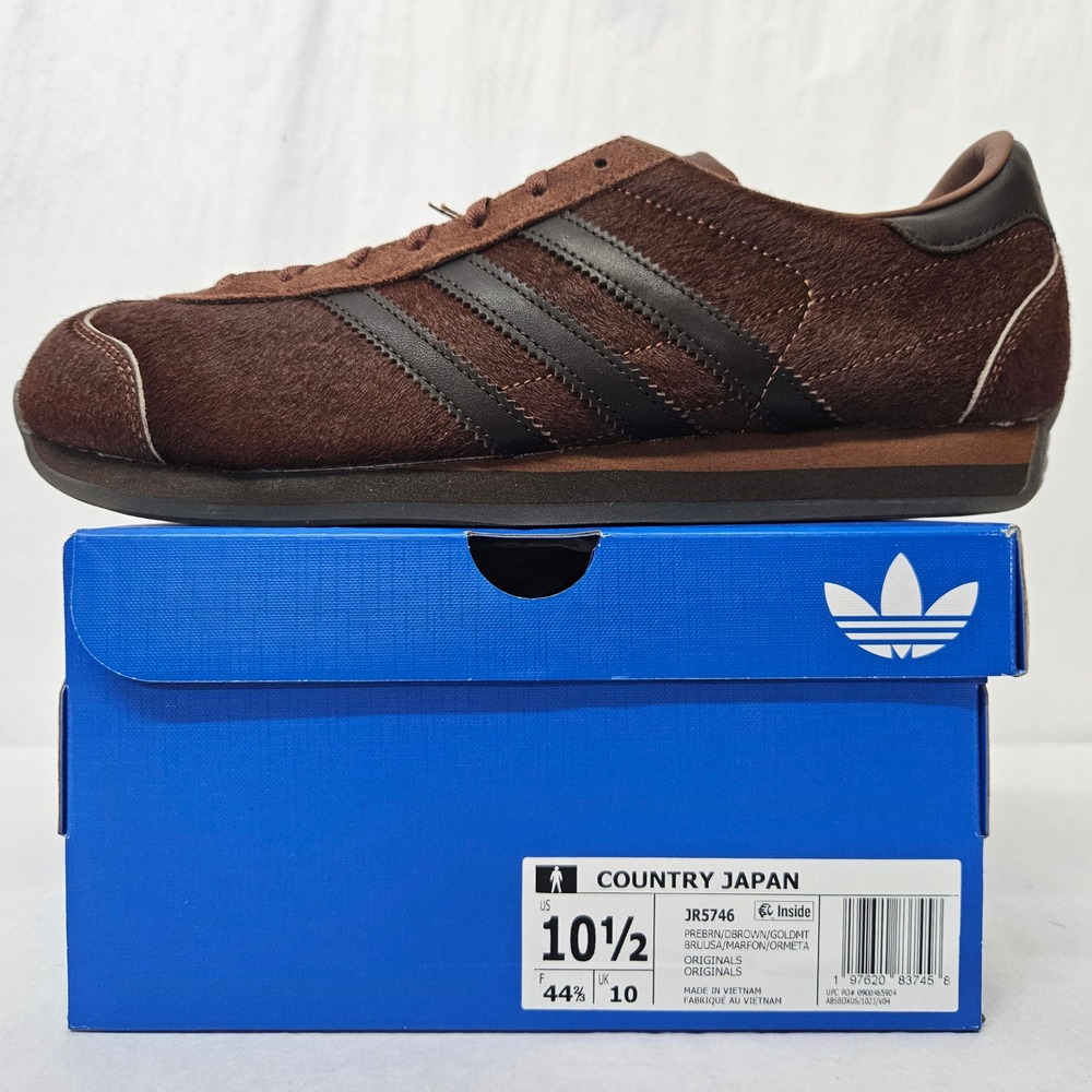Adidas Country Japan Leather Sneakers JR5746 Brown Cow Hair Men's Size 10.5